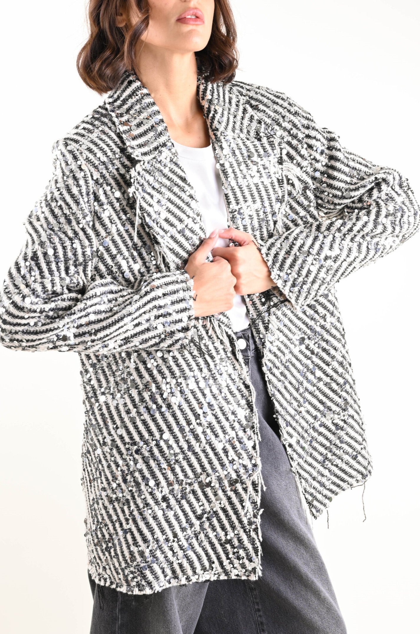 Blanca Blazer in Tweed con Paillettes