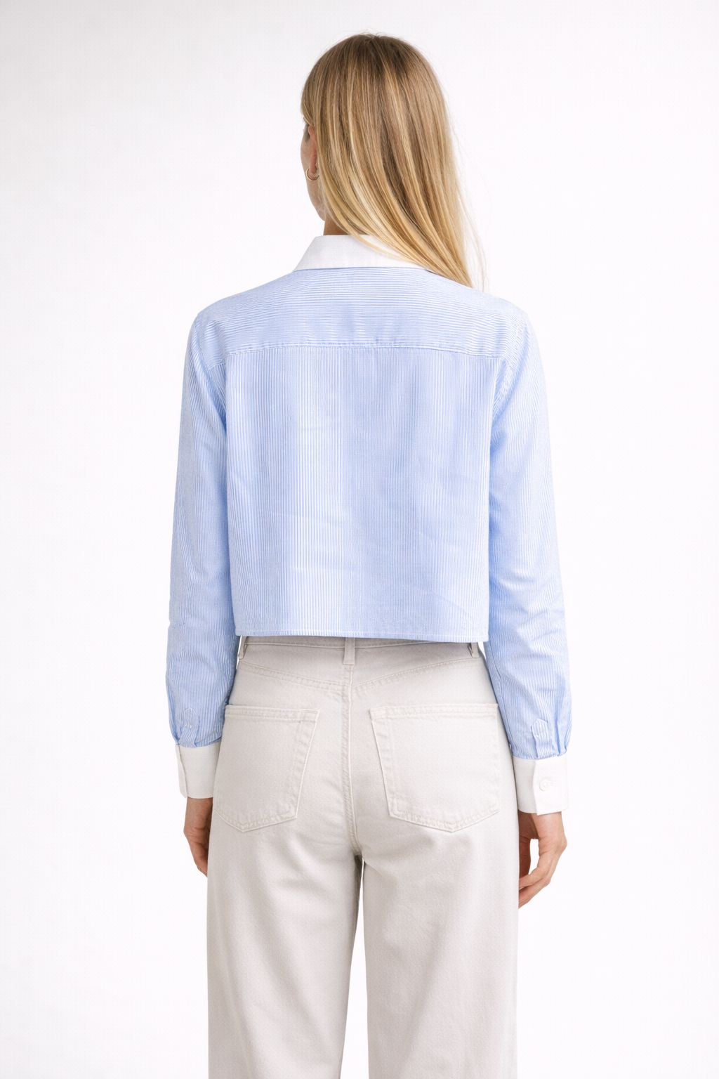 Camicia Donna a Righe con Colletto a Contrasto – Made in Italy
