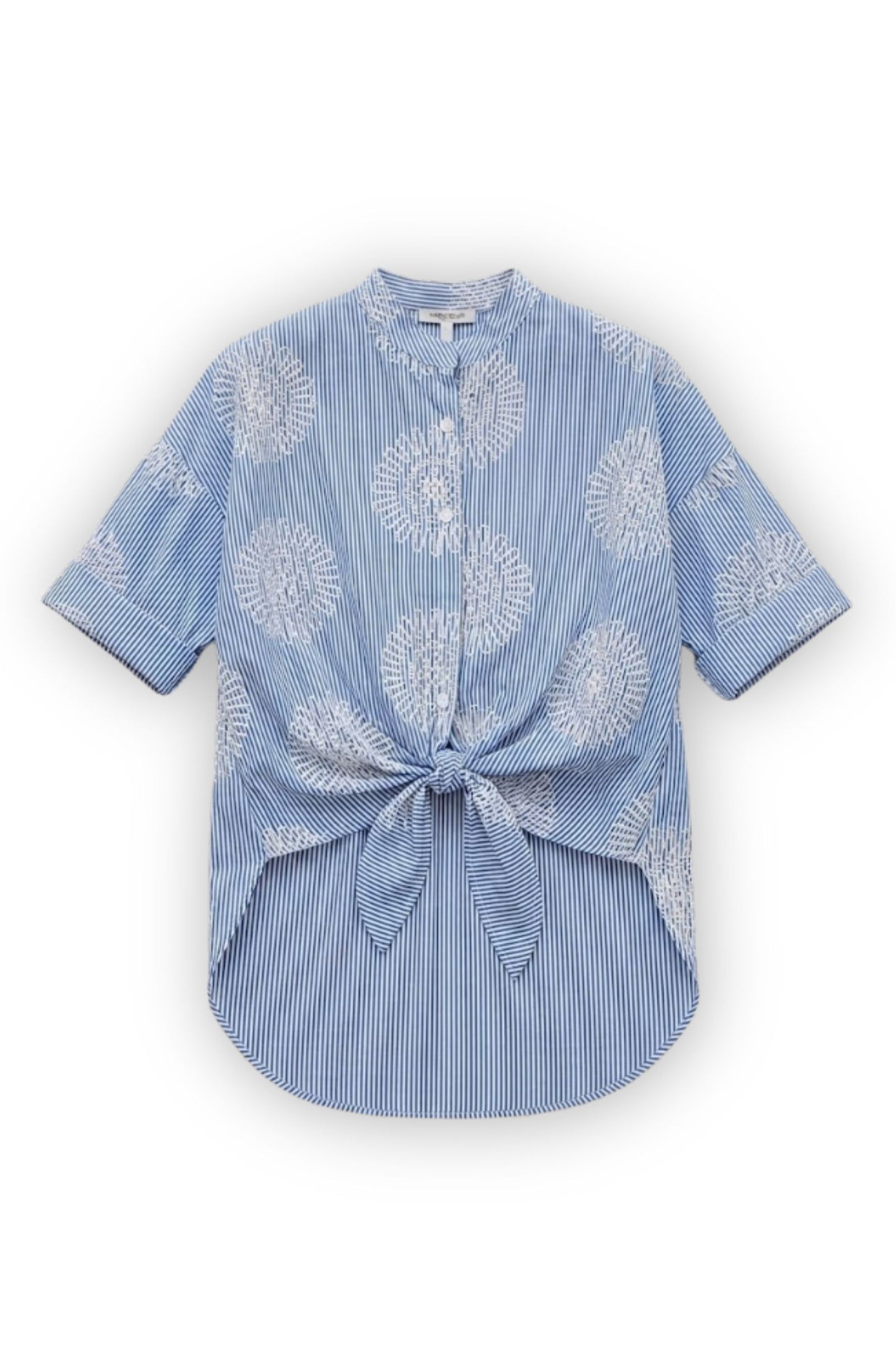 Camicia Ricamata con Nodo Frontale Donna – Made in Italy