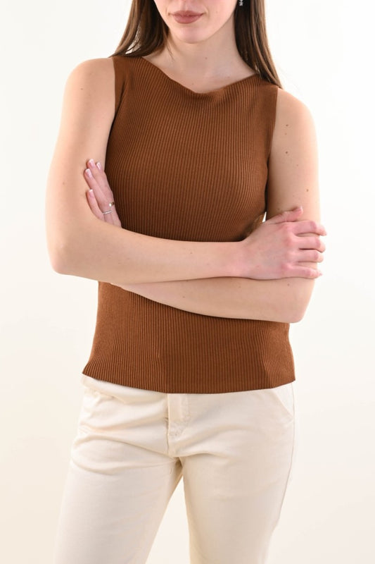 Canotta Donna a Costine – Top Basic Elasticizzato Filù