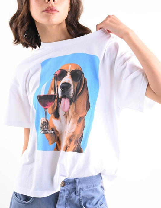 T-Shirt Kira con Stampa Bassotto
