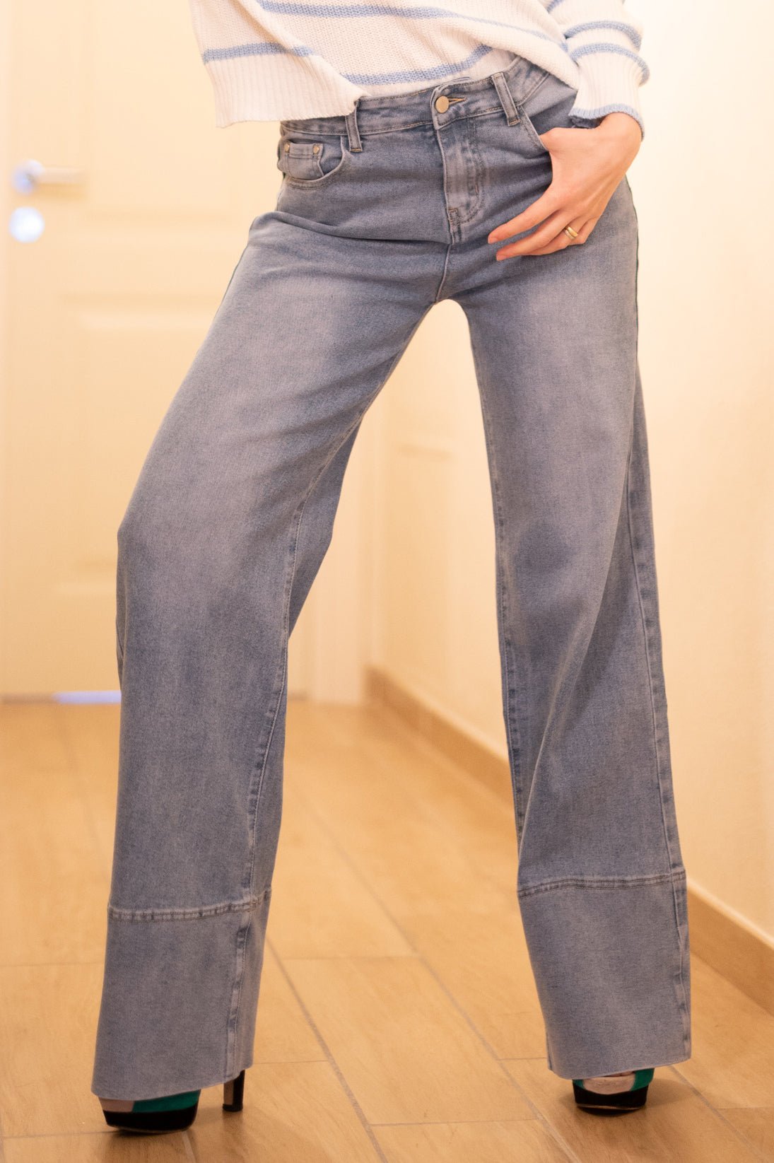 Jeans Wide Leg Gianna con Risvolto - Il mio negozio