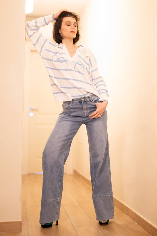 Jeans Wide Leg Gianna con Risvolto - Il mio negozio
