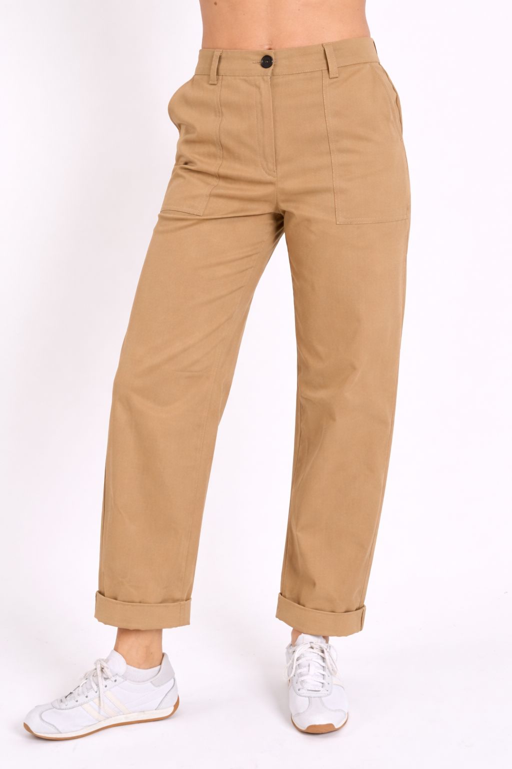 Pantaloni Donna in Cotone con Fodera a Righe – Tabacco Chiaro Made in Italy