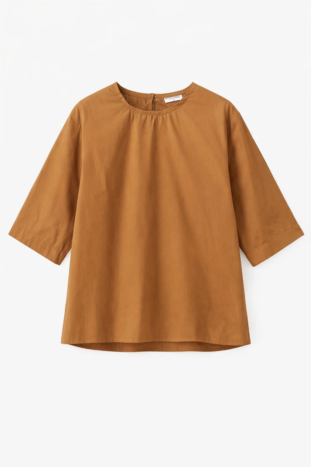 Blusa in Popeline di Cotone con Maniche Corte e Scollatura a Goccia – Made in Italy