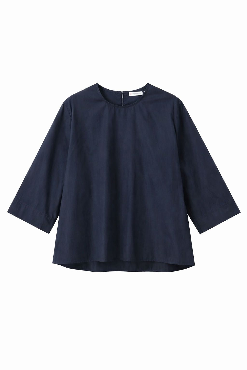Blusa in Popeline di Cotone con Maniche Corte e Scollatura a Goccia – Made in Italy