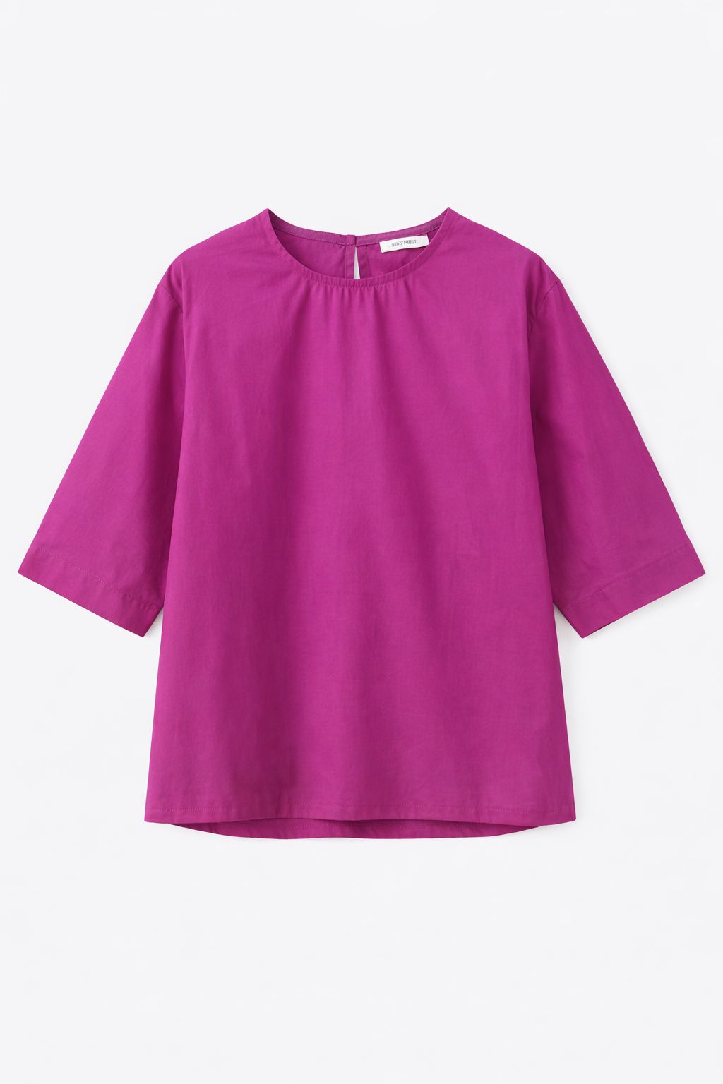 Blusa in Popeline di Cotone con Maniche Corte e Scollatura a Goccia – Made in Italy