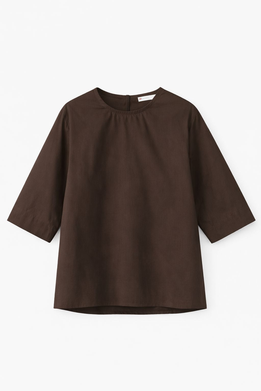 Blusa in Popeline di Cotone con Maniche Corte e Scollatura a Goccia – Made in Italy