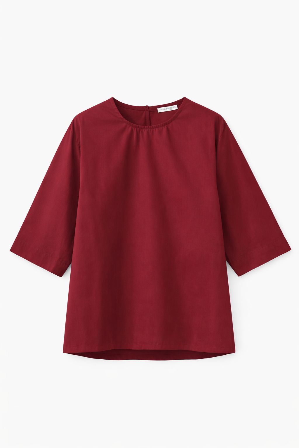 Blusa in Popeline di Cotone con Maniche Corte e Scollatura a Goccia – Made in Italy