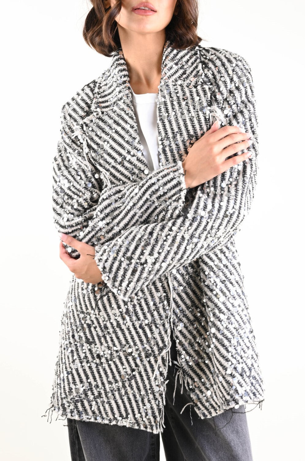 Blanca Blazer in Tweed con Paillettes