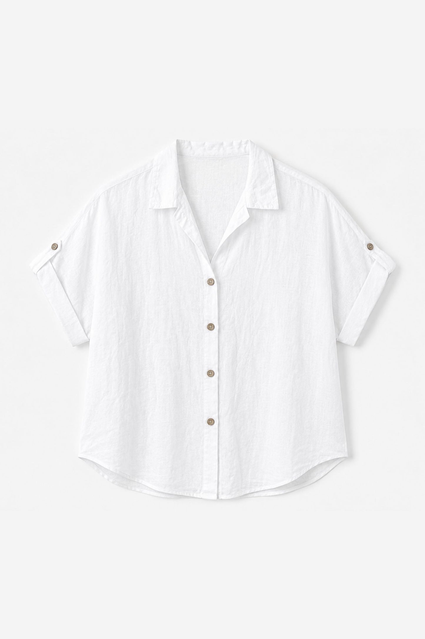 Camicia a Maniche Corte in Misto Lino Made in Italy