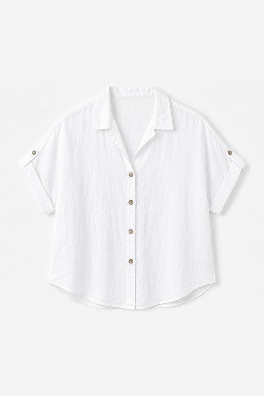 Camicia Lino Donna Maniche Corte Estiva – Made in Italy Filù