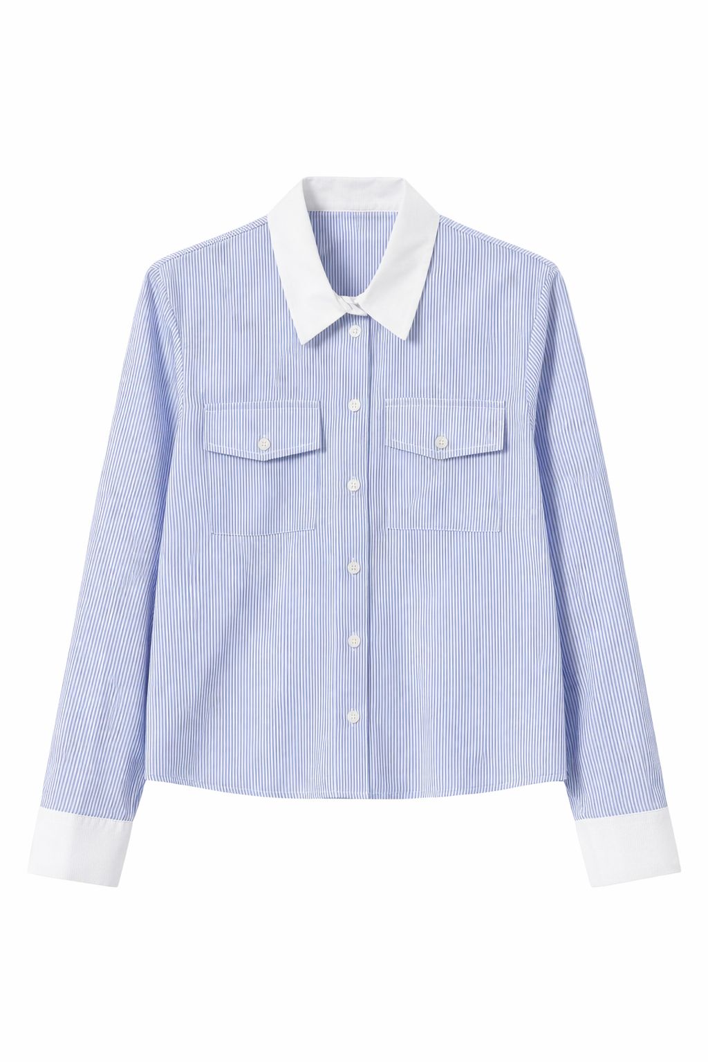 Camicia Donna a Righe con Colletto a Contrasto – Made in Italy