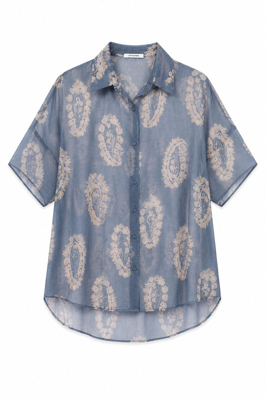 Camicia Asimmetrica Fantasia Paisley in Tencel Made in Italy