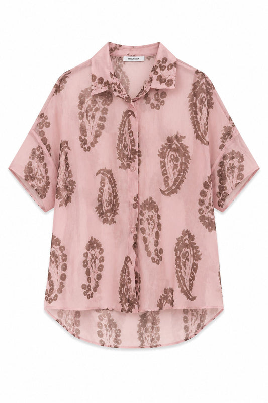 Camicia Asimmetrica Fantasia Paisley in Tencel Made in Italy