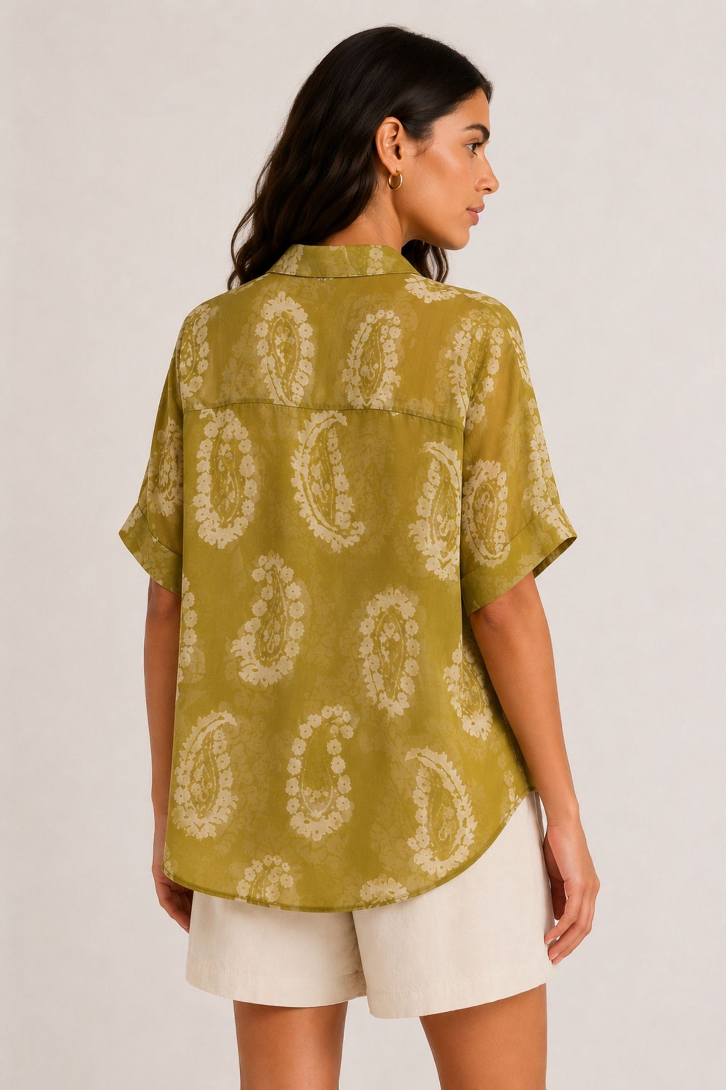 Camicia Asimmetrica Fantasia Paisley in Tencel Made in Italy