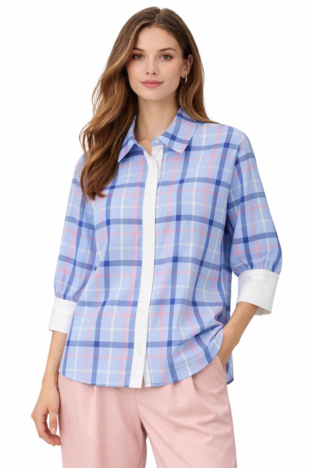 Camicia Donna Check con Dettagli a Contrasto – Made in Italy Filù
