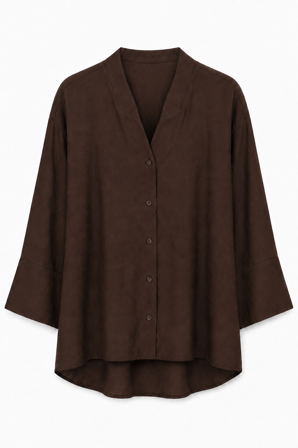Camicia in Misto Lino con Collo Coreana – Made in Italy
