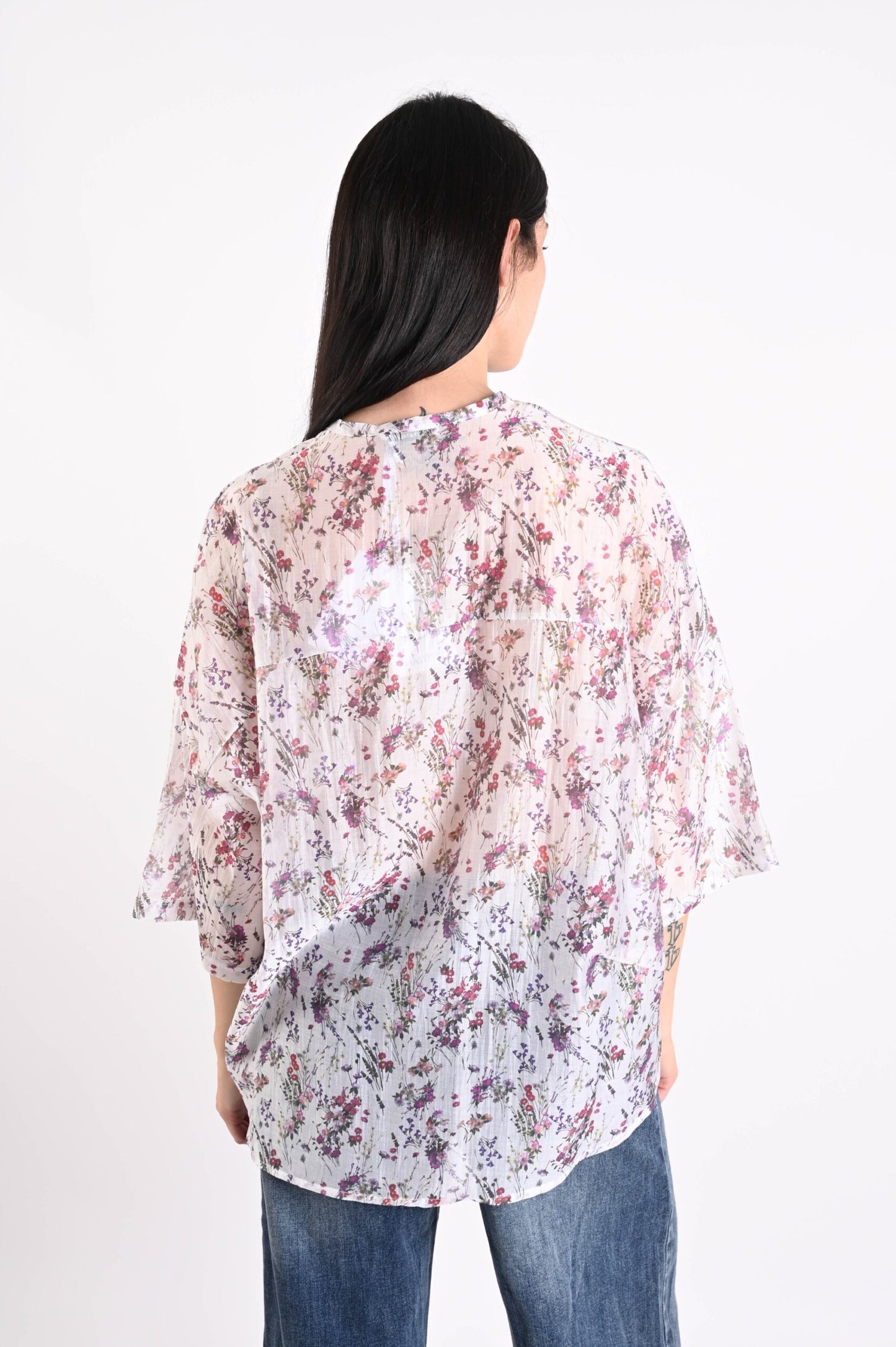 Camicia Coreana Stampa Floreale in Lyocell – Made in Italy