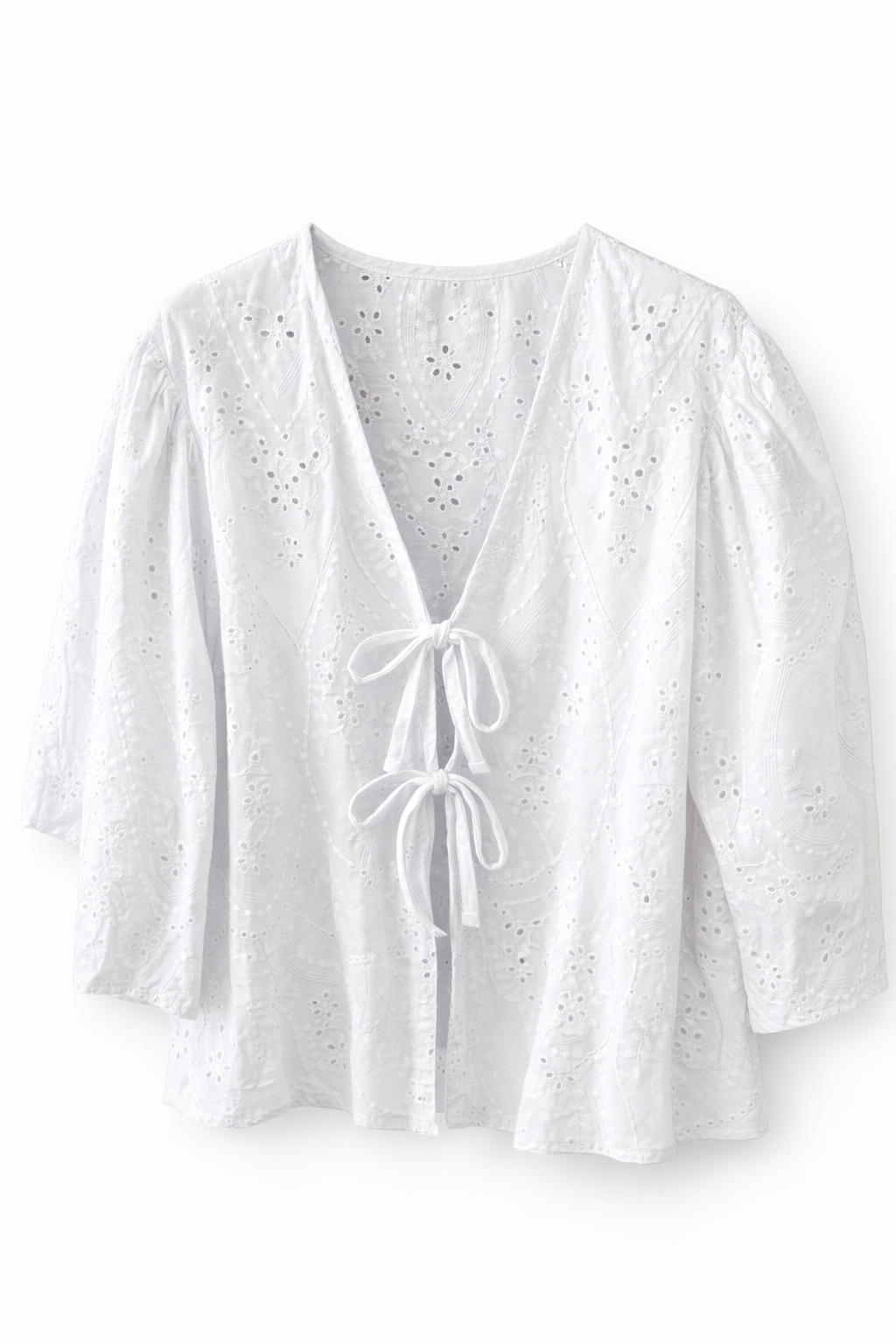 Camicia in Sangallo con Laccetti Frontali – Made in Italy