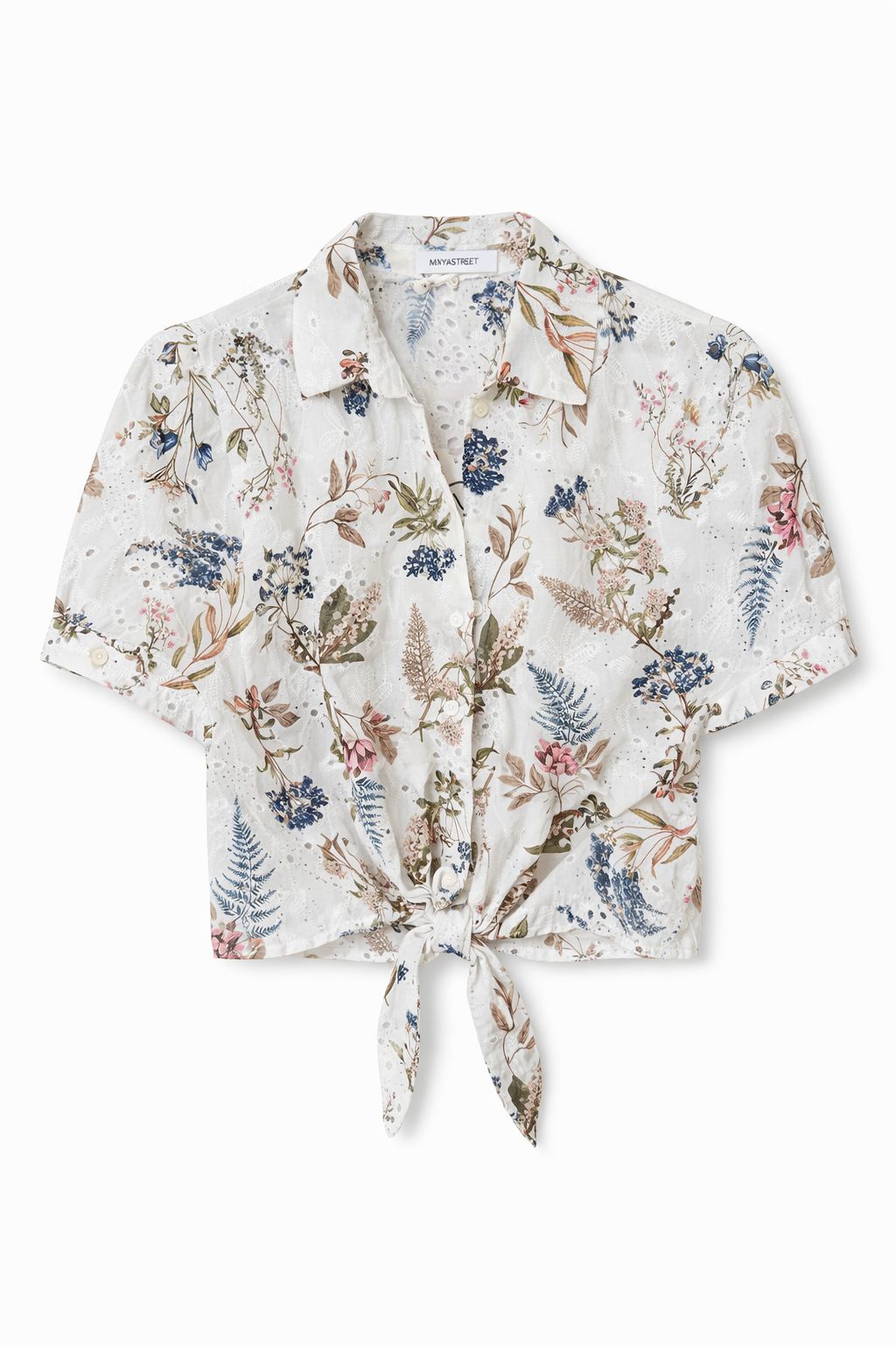 Camicia in Sangallo Floreale con Nodo Frontale – Made in Italy