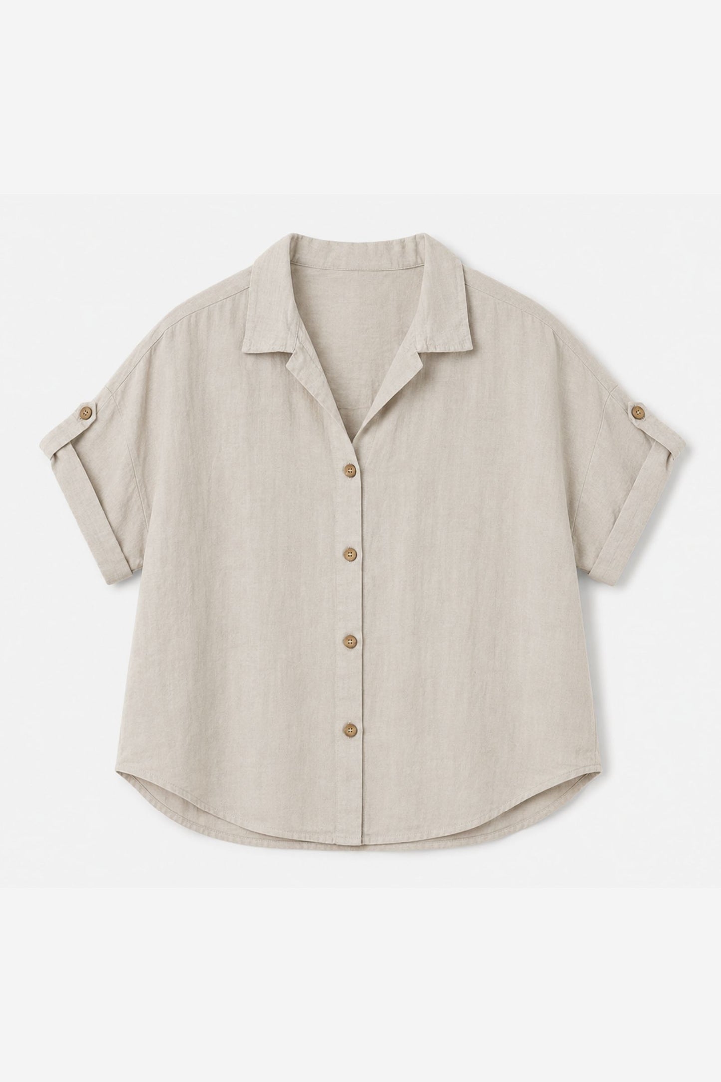 Camicia a Maniche Corte in Misto Lino Made in Italy