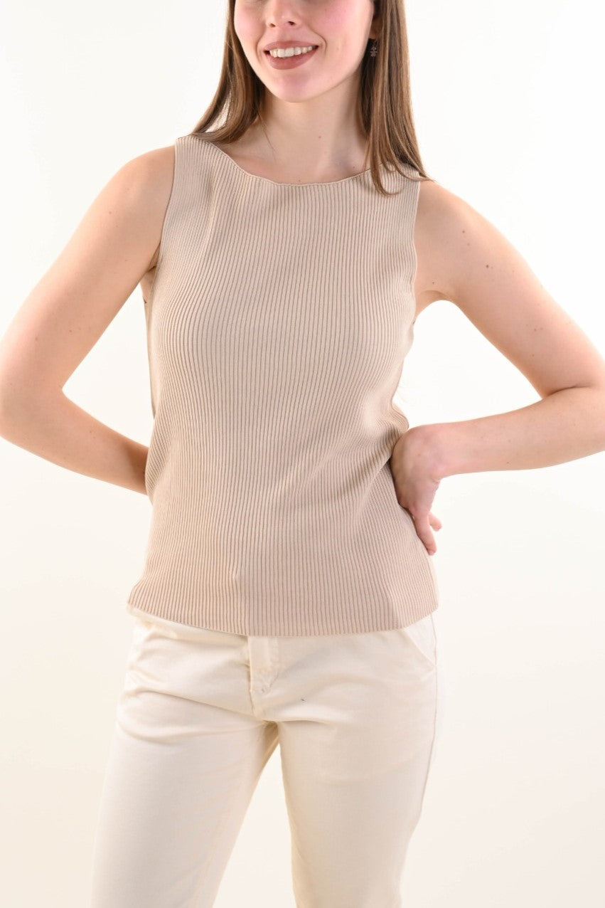 Canotta Donna a Costine – Top Basic Elasticizzato Filù