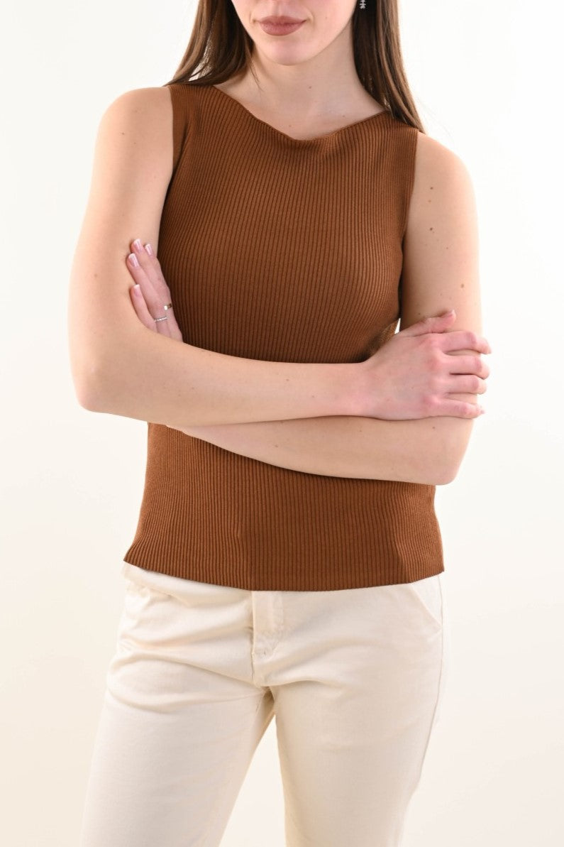 Canotta Donna a Costine – Top Basic Elasticizzato Filù