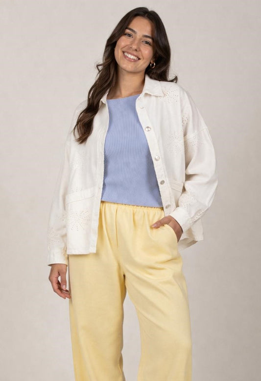 Camicia Effetto Pizzo Sangallo in Cotone – Made in Italy