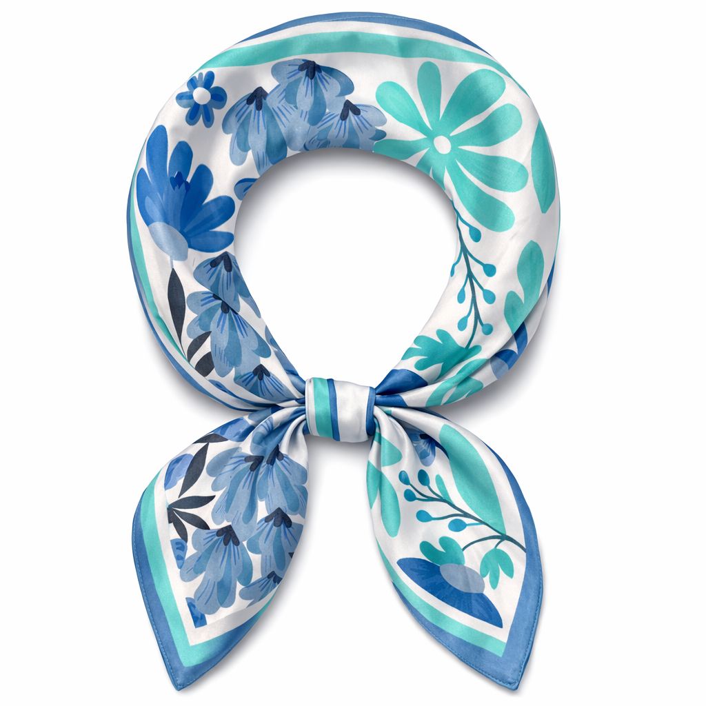 Foulard Donna Fantasia Azzurro Floreale – Accessorio Elegante Filù