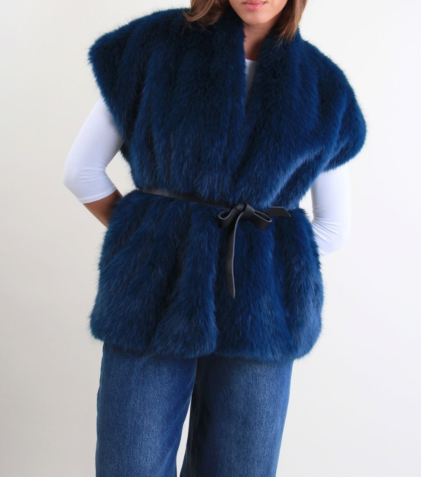 Gilet FREN in eco-pelliccia con cintura – Filù