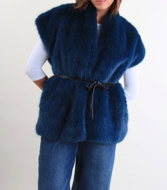 Gilet FREN in eco-pelliccia con cintura – Filù