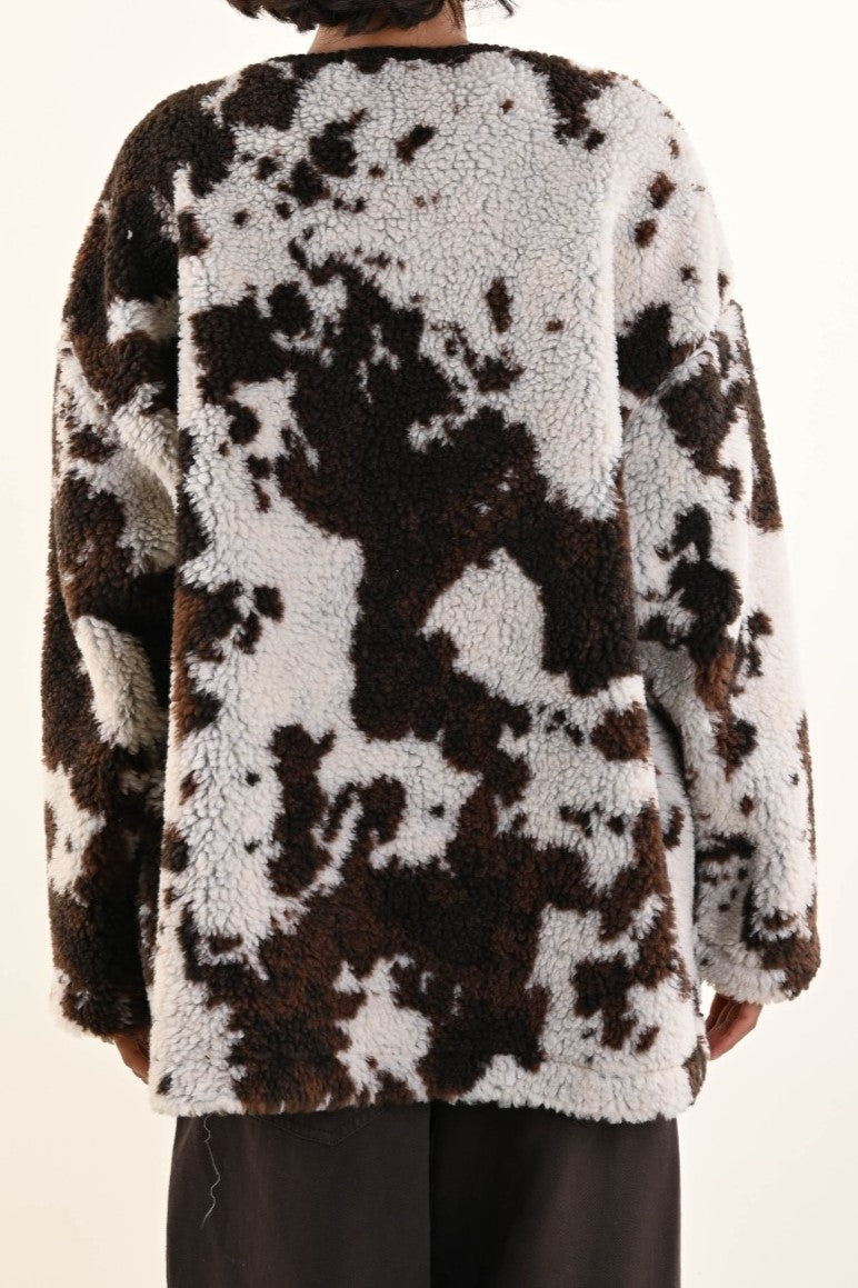 Giacca Teddy Fantasia Muccata – Effetto pelliccia morbido e trendy