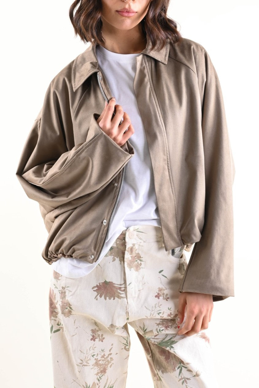 Giacca Scamosciata con Zip