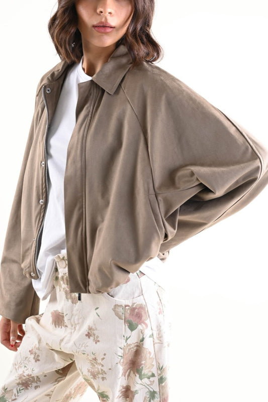Giacca Scamosciata con Zip