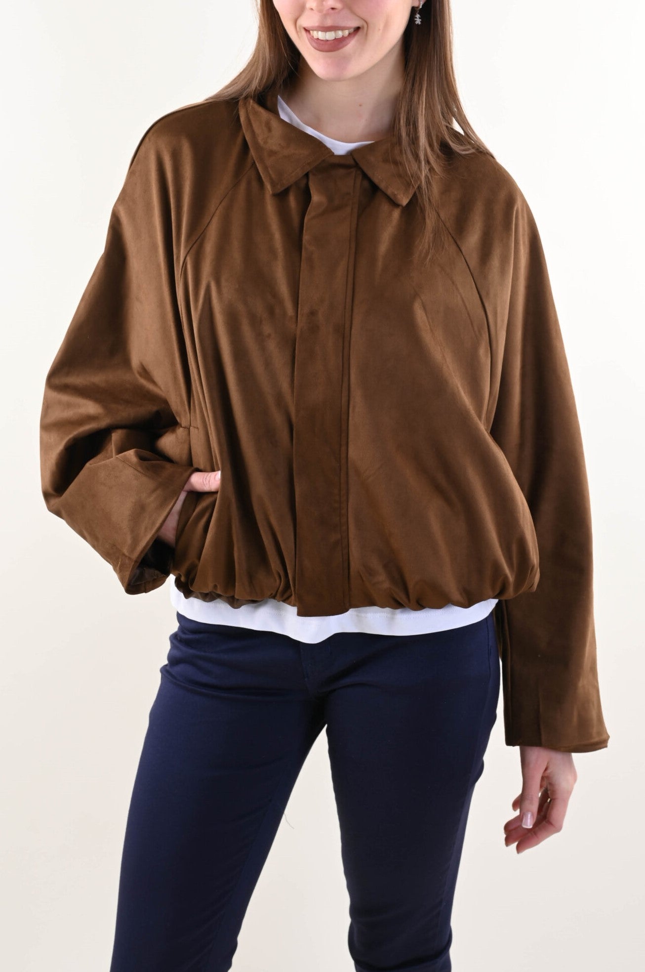 Giacca Scamosciata con Zip