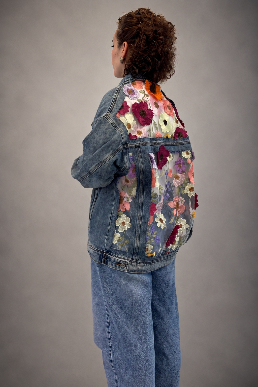 Giubbotto Denim Over con Pizzo Floreale 3D – Capsule Handmade Filù