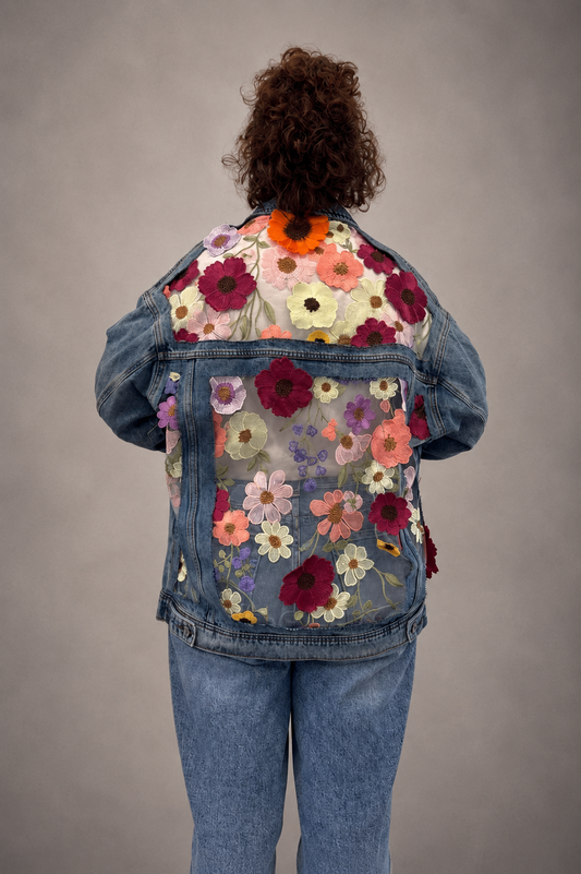 Giubbotto Denim Over con Pizzo Floreale 3D – Capsule Handmade Filù