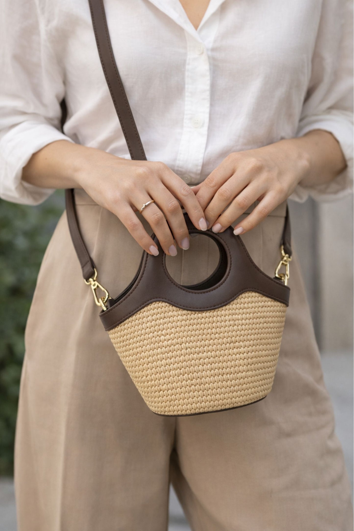 Mini Bag Donna in Paglia con Manico Rigido – Myastreet