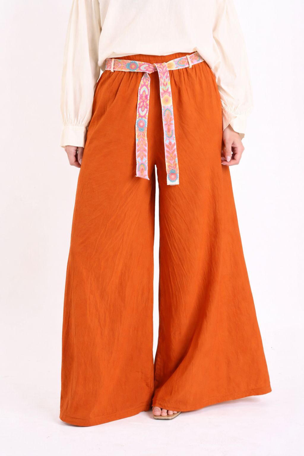 Pantaloni Ampi Donna con Fusciacca – Made in Italy
