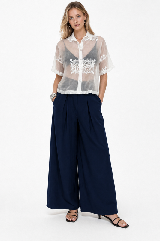 Pantaloni Ampi e Fluidi con Pinces Donna – Made in Italy