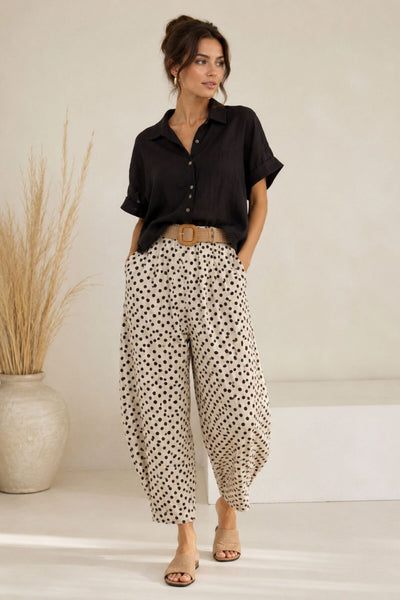 Pantaloni a Pois con Cintura Made in Italy