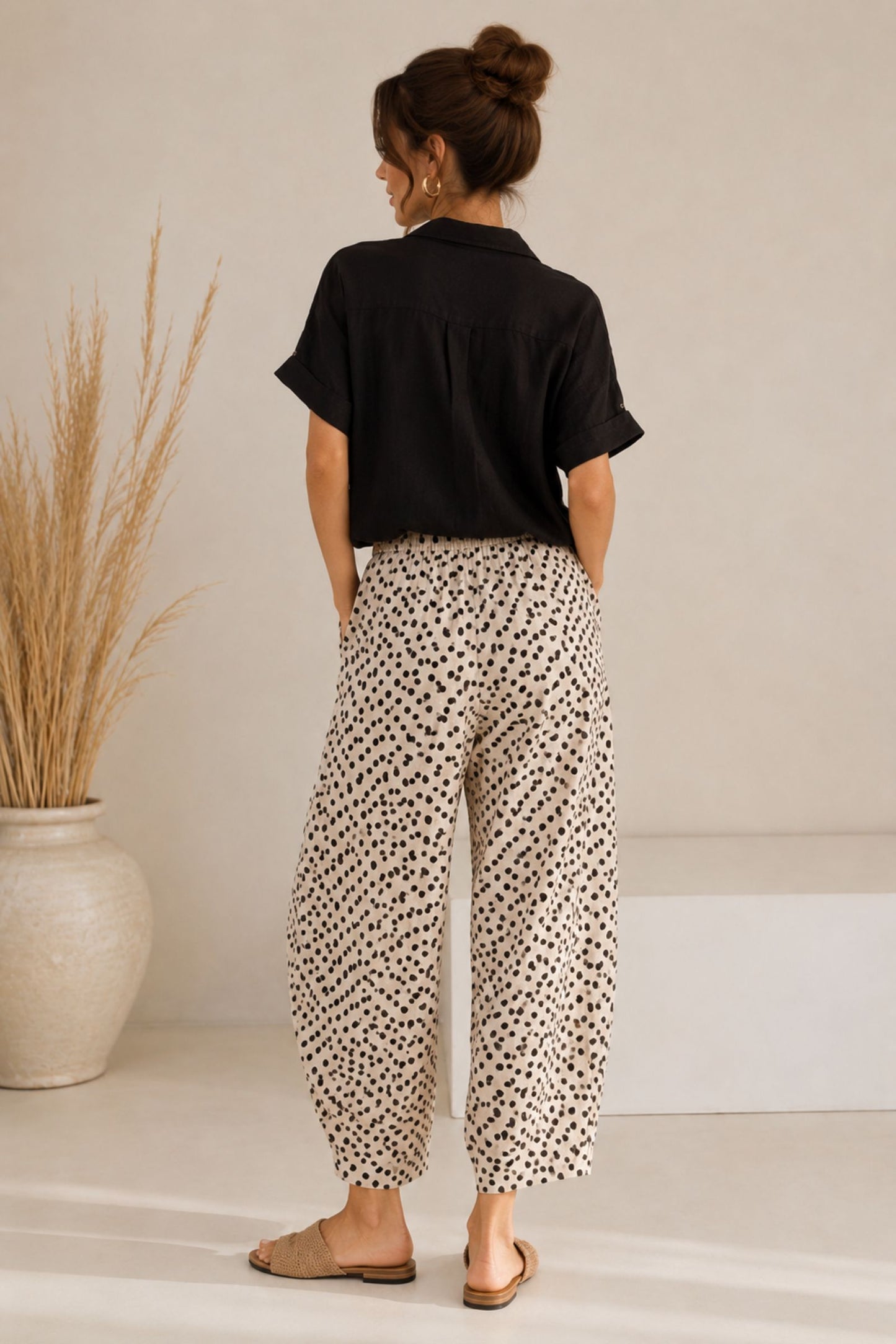 Pantaloni a Pois con Cintura Made in Italy