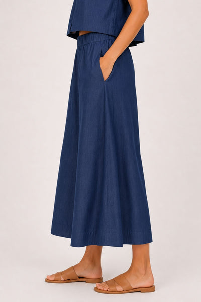 Pantaloni Culotte Blu con Elastico in Vita Made in Italy
