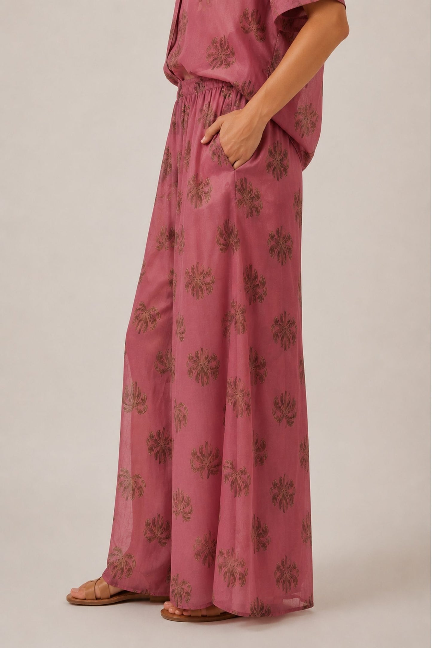 Pantaloni Fantasia Palme in Cotone Made in Italy