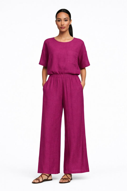 Pantaloni Ampi in Misto Lino – Made in Italy