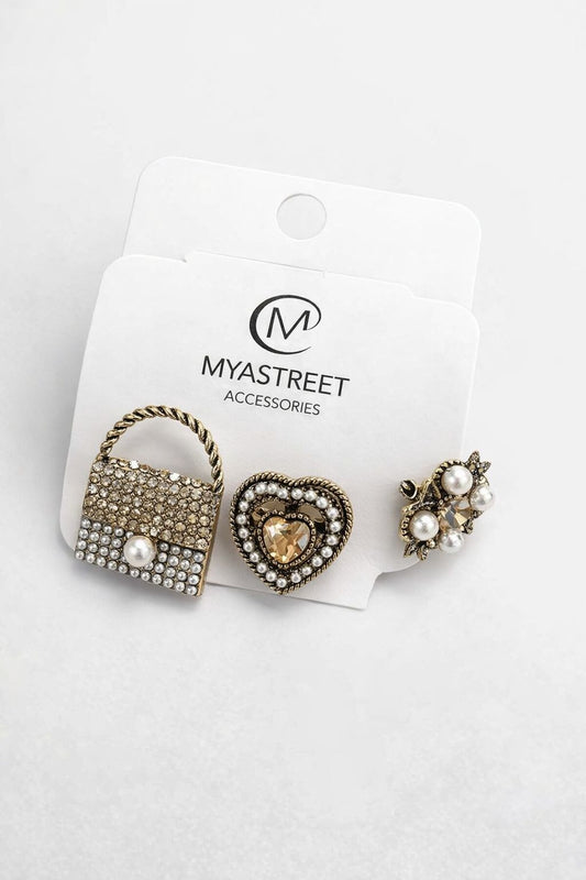 Set 3 Spille Donna Eleganti – Borsa, Cuore e Fiore Myastreet