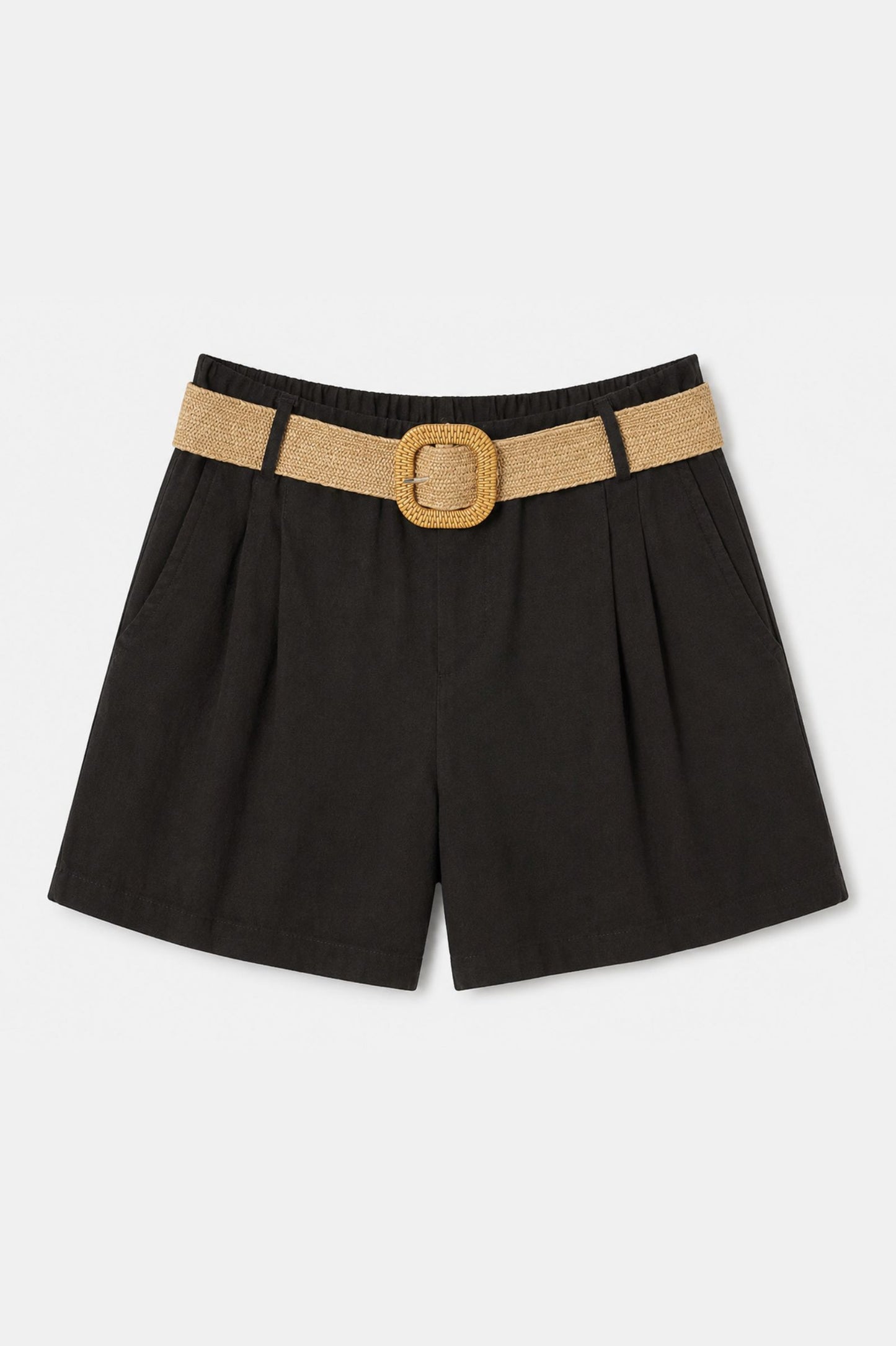 Shorts in Misto Lino con Cintura Made in Italy