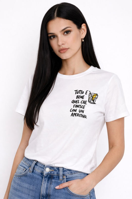 T-Shirt Donna Ricamo Aperitivo – Made in Italy