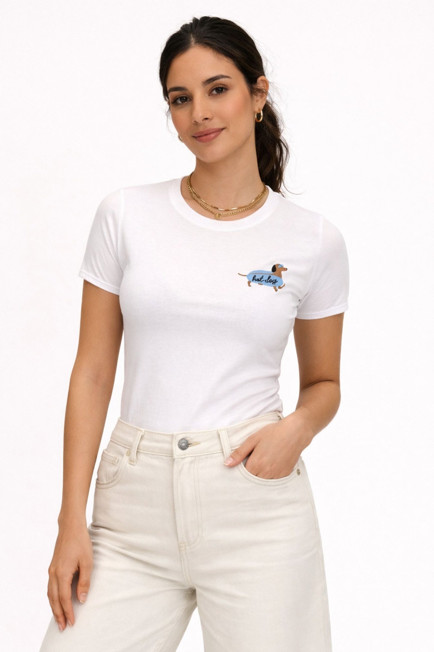 T-Shirt Donna Ricamo Hot Dog – Made in Italy